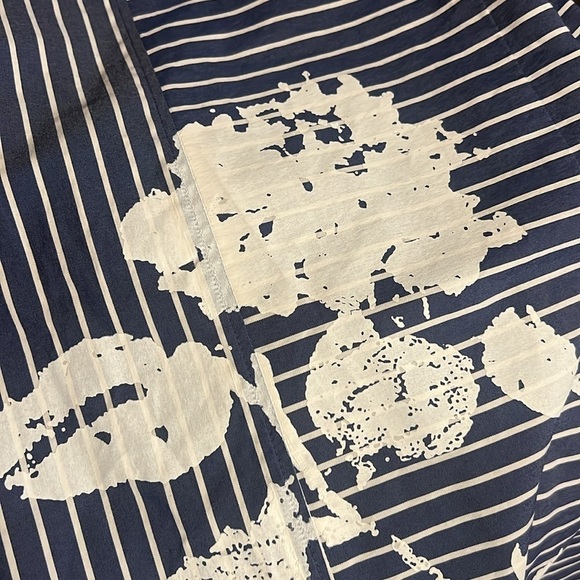 Lafayette 148 New York blue & white striped floral button down 3/4 sleeve shirt - Picture 11 of 11